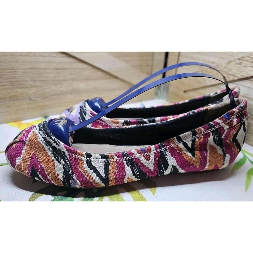 TOMS Burlap‎ Boho Abstract Ballet Flats Sz 5.5 Multicolor So Pretty! Mint! #452